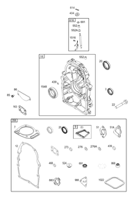 Crankcase Cover/Sump Group Diagram and Parts List for 356447-0420-G1 200000 - 399999 Briggs and Stratton Engine